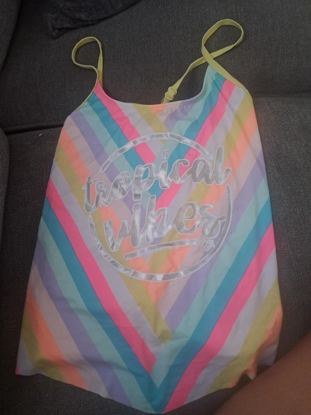 Girls' Tropical Vibes Rainbow Striped One-Piece Swimsuit